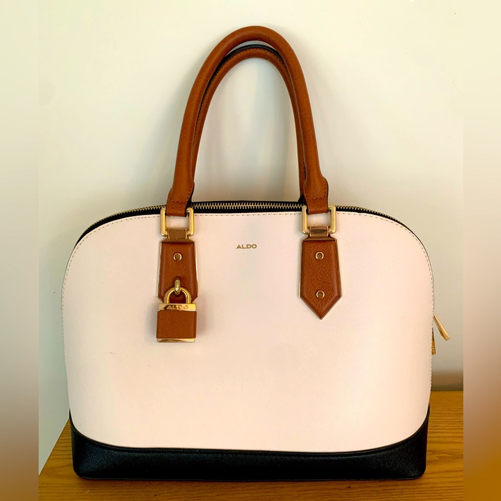 Aldo Cream and Tan Satchel Bag